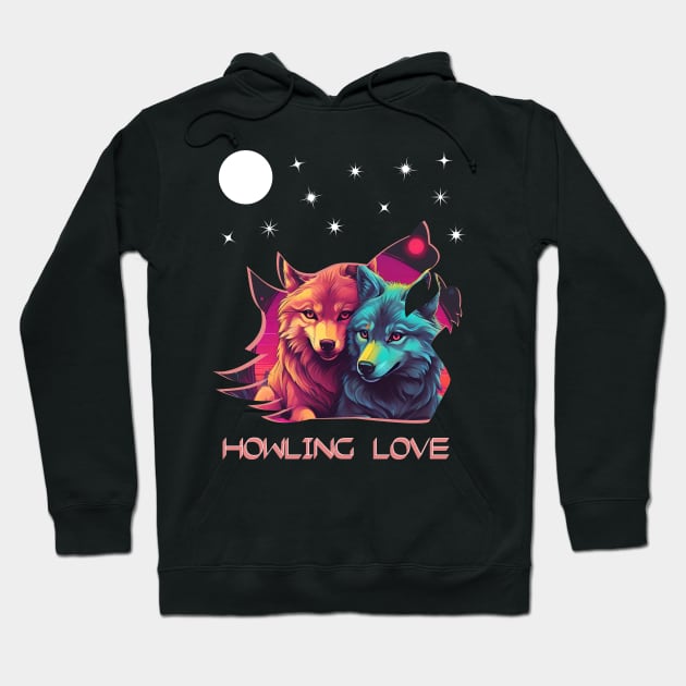 HOWLING LOVE MOON STARS WOLVES WOLF SILHOUETTE Hoodie by StayVibing